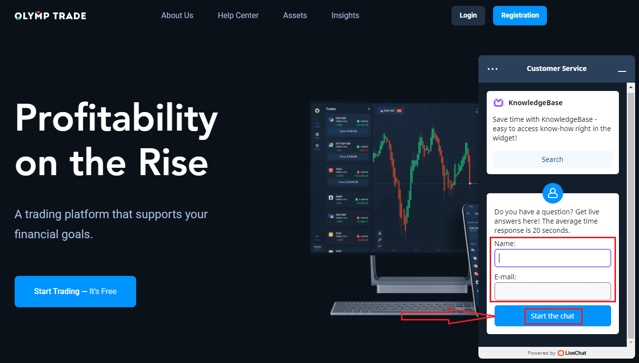 Si të kontaktoni mbështetjen e Olymptrade
