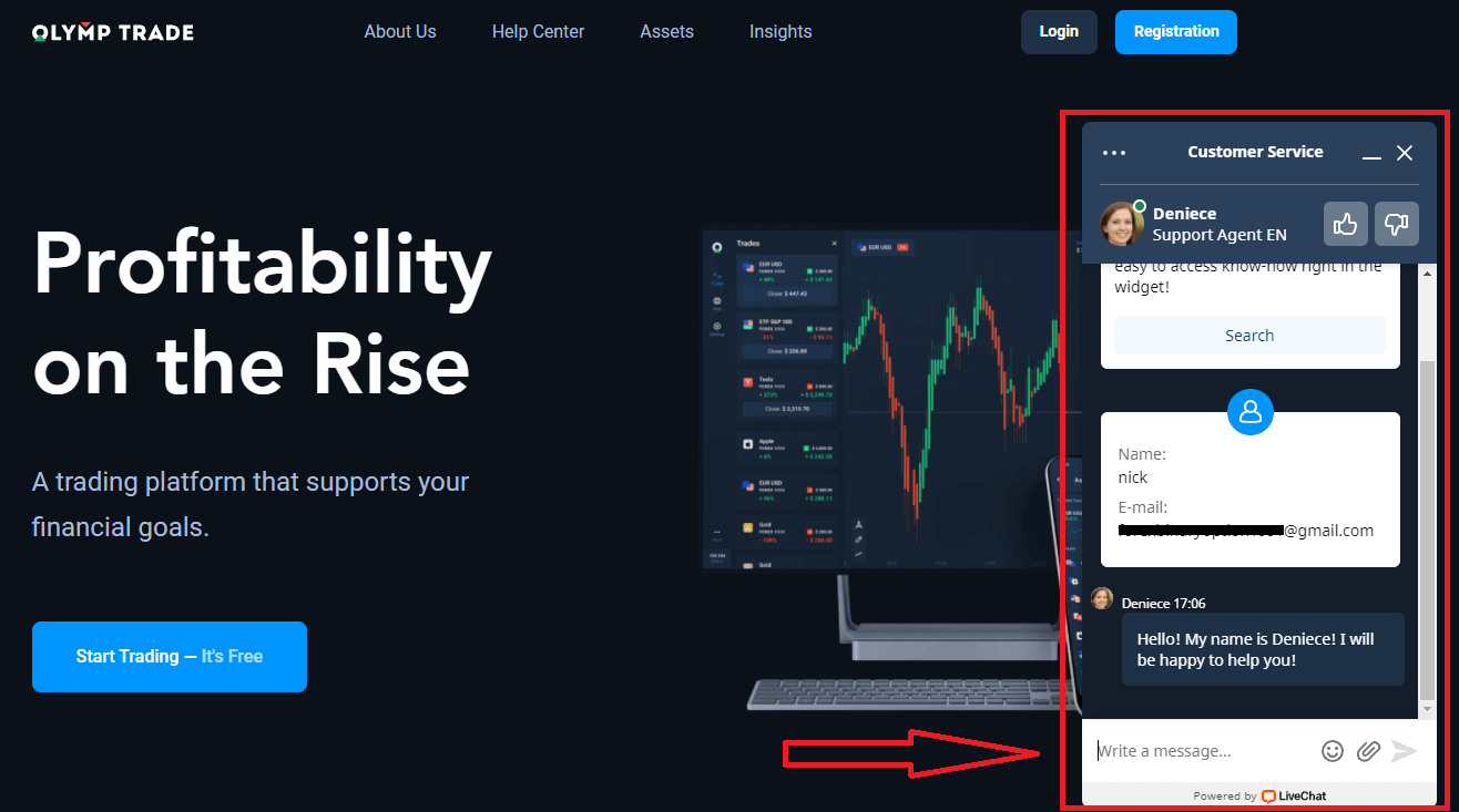 Si të kontaktoni mbështetjen e Olymptrade