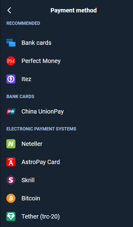 Kā noguldīt naudu Olymptrade, izmantojot bankas kartes (Visa, Mastercard, JCB, Discover Card)