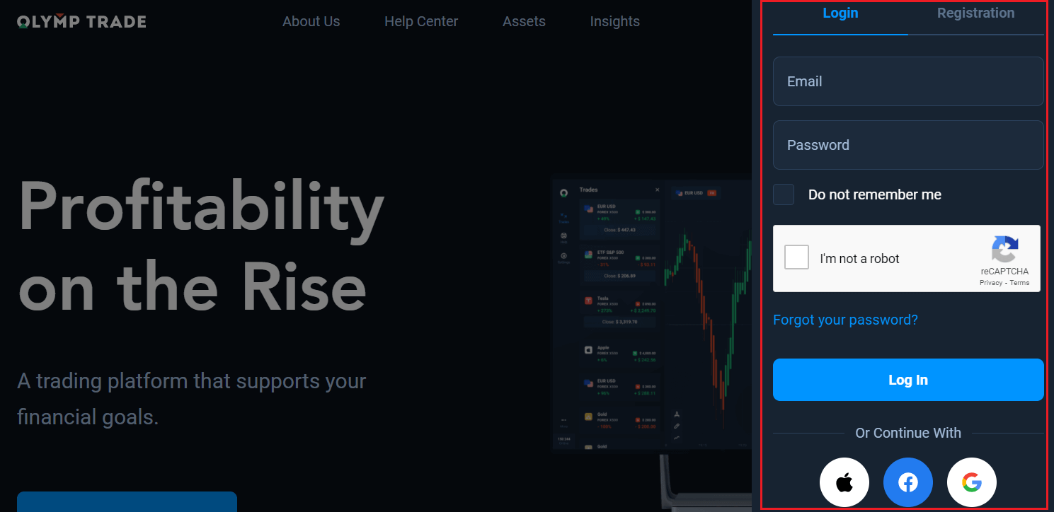Como abrir uma conta e fazer login na Olymptrade Como abrir uma conta e fazer login na Olymptrade